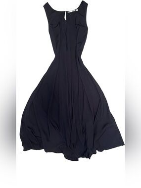 Soft Surroundings Navy Blue Sleeveless Maxi Dress with Flowing Skirt